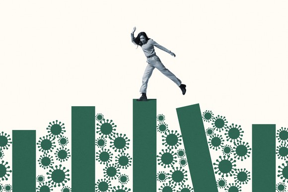 Person walking from one bar to another.