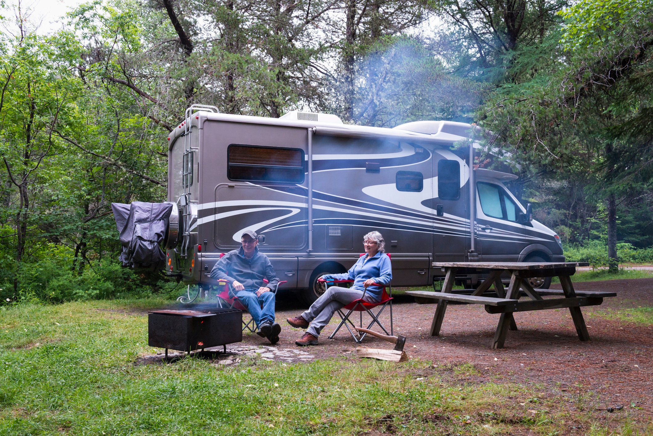 Couple RV Camping