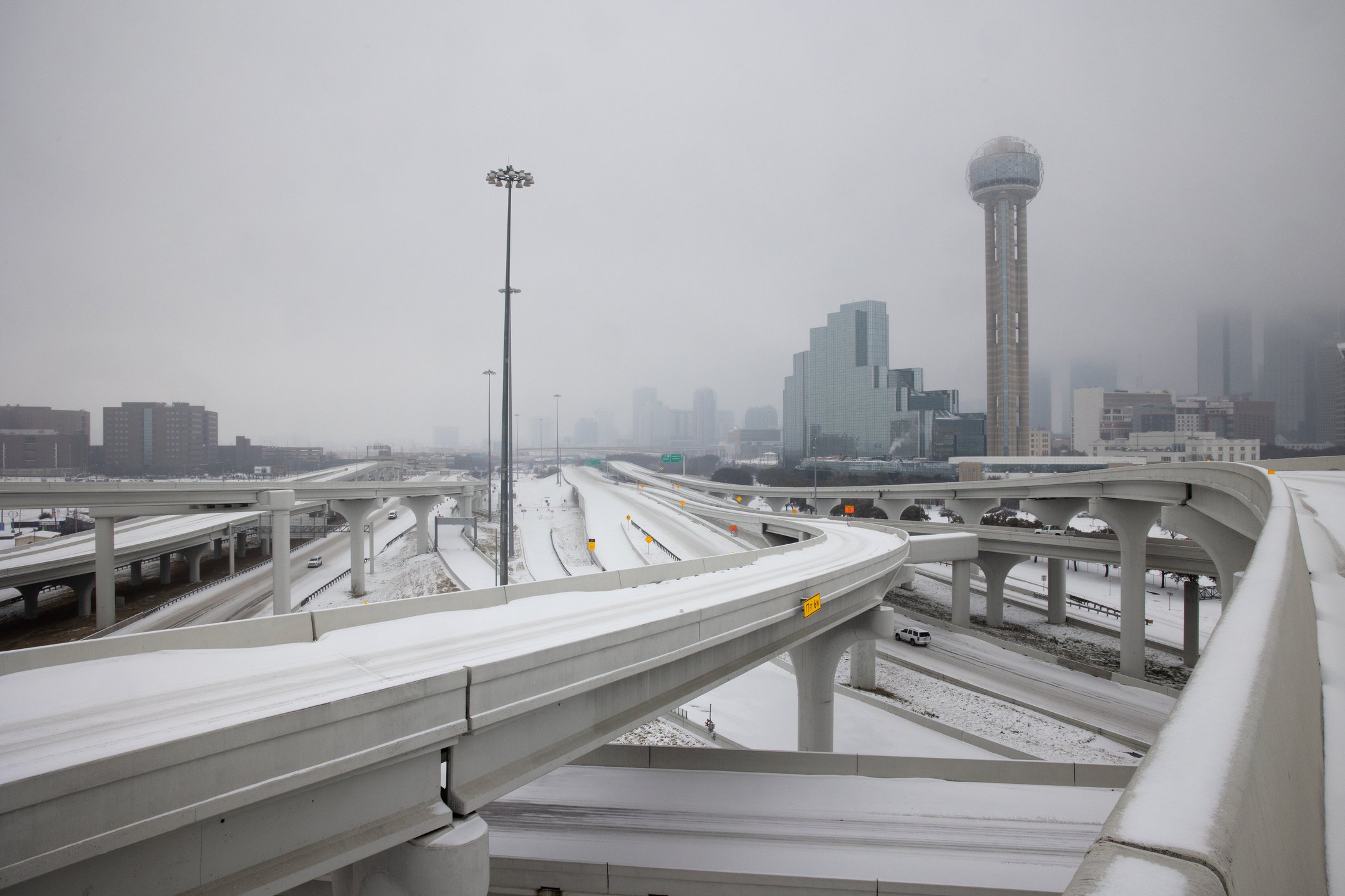 A winter storm in Dallas, Texas.