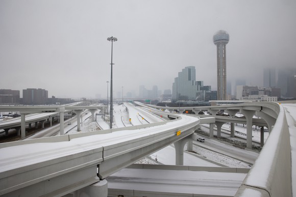 A winter storm in Dallas, Texas.