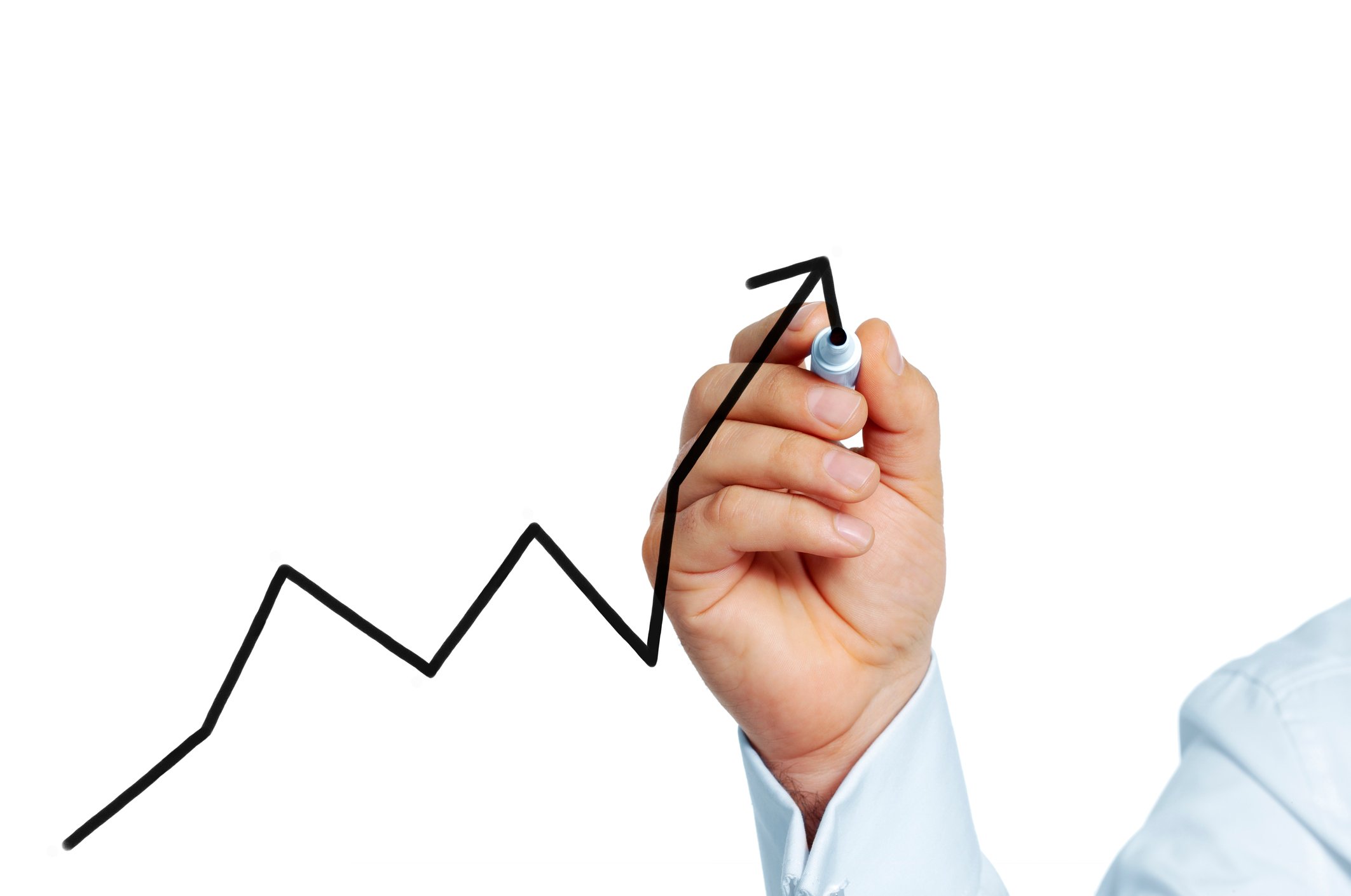 Hand drawing upward-bound graph.