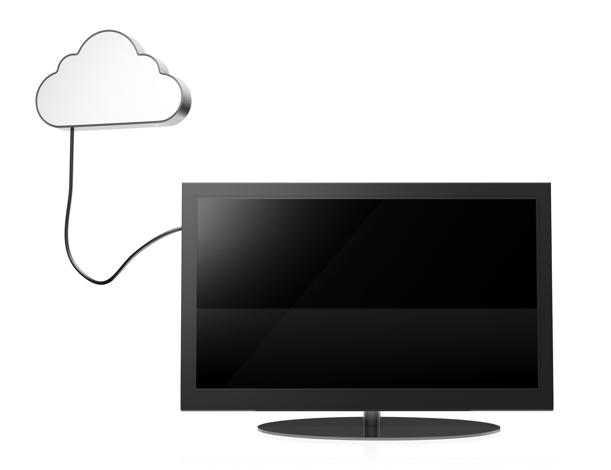 A cloud illustration connected to a TV. 
