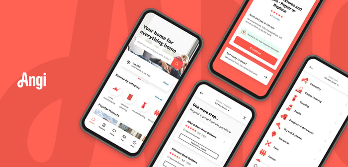 The Angi app on different smartphones