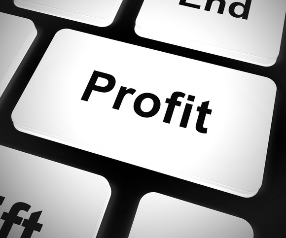The word profit on a keyboard. 