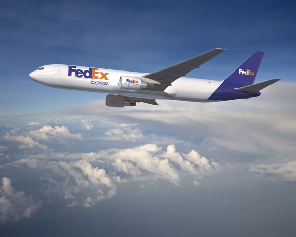 A FedEx Boeing 767-300F freighter.