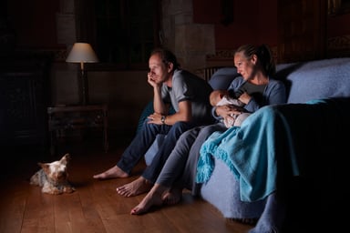 Family watching TV