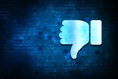 Blue tinted thumbs down dislike button