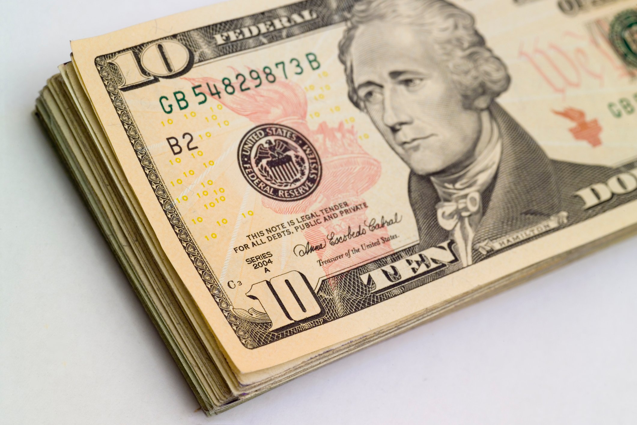 Stack of $10 bills.