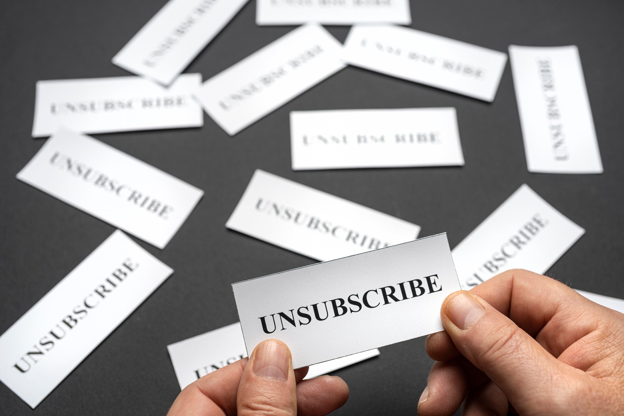 Picking up a note saying Unsubscribe, leaving many more on the table.