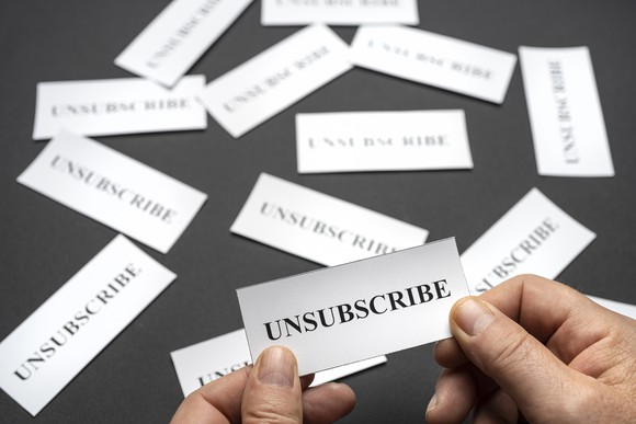 Picking up a note saying Unsubscribe, leaving many more on the table.