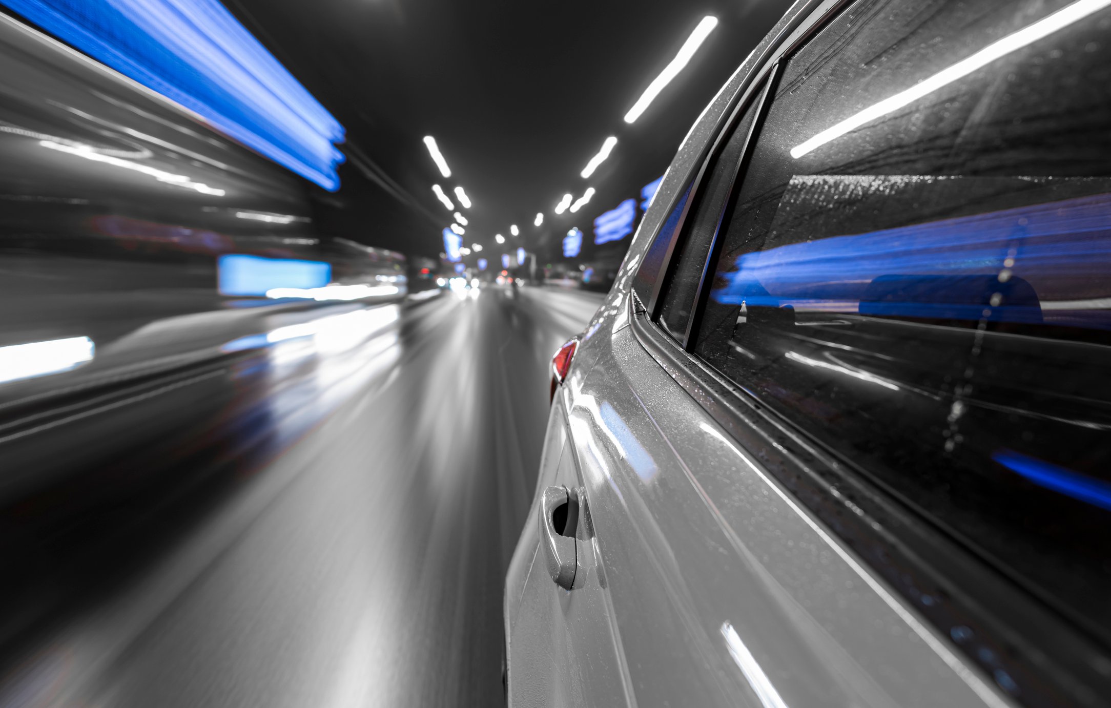 Car speeding on road