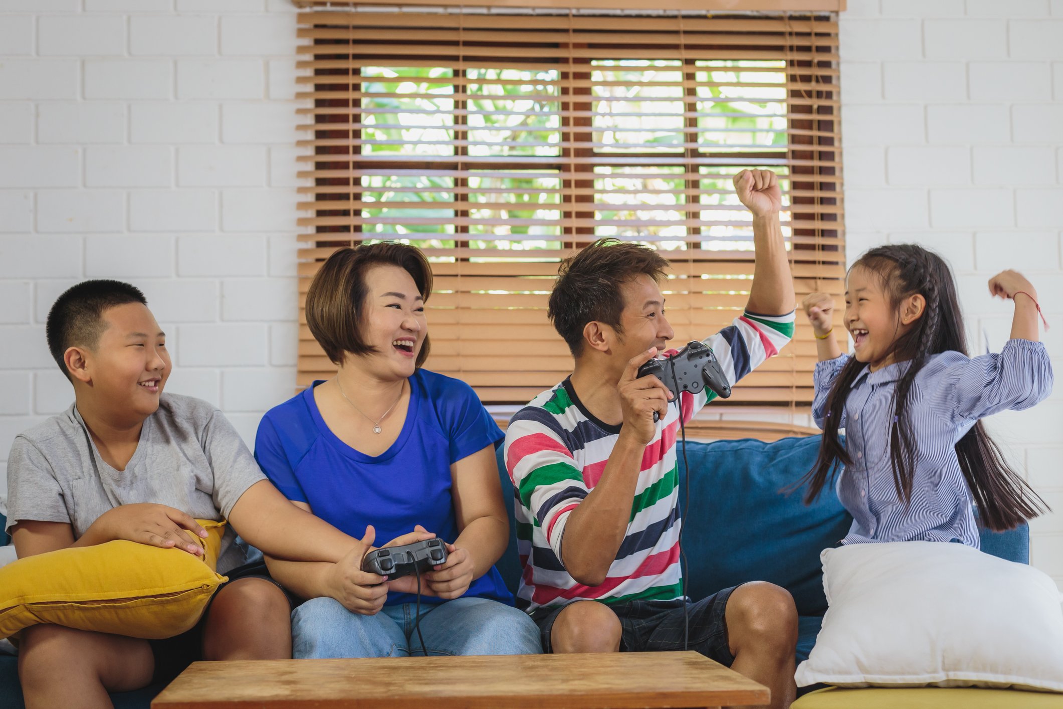 A family playing video games.