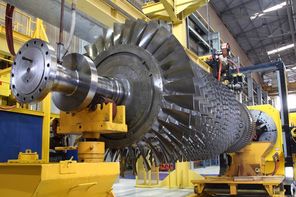 A gas turbine. 