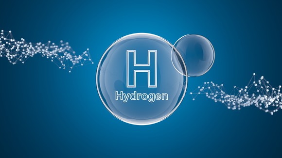 A representation of a hydrogen molecule.