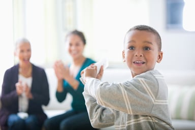 child plays video game