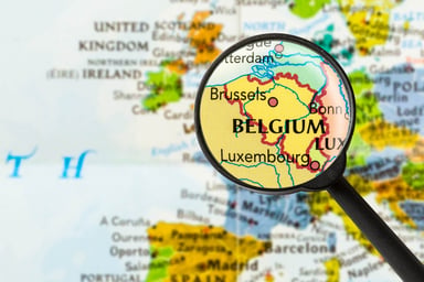 Map of Belgium under a magnifying glass