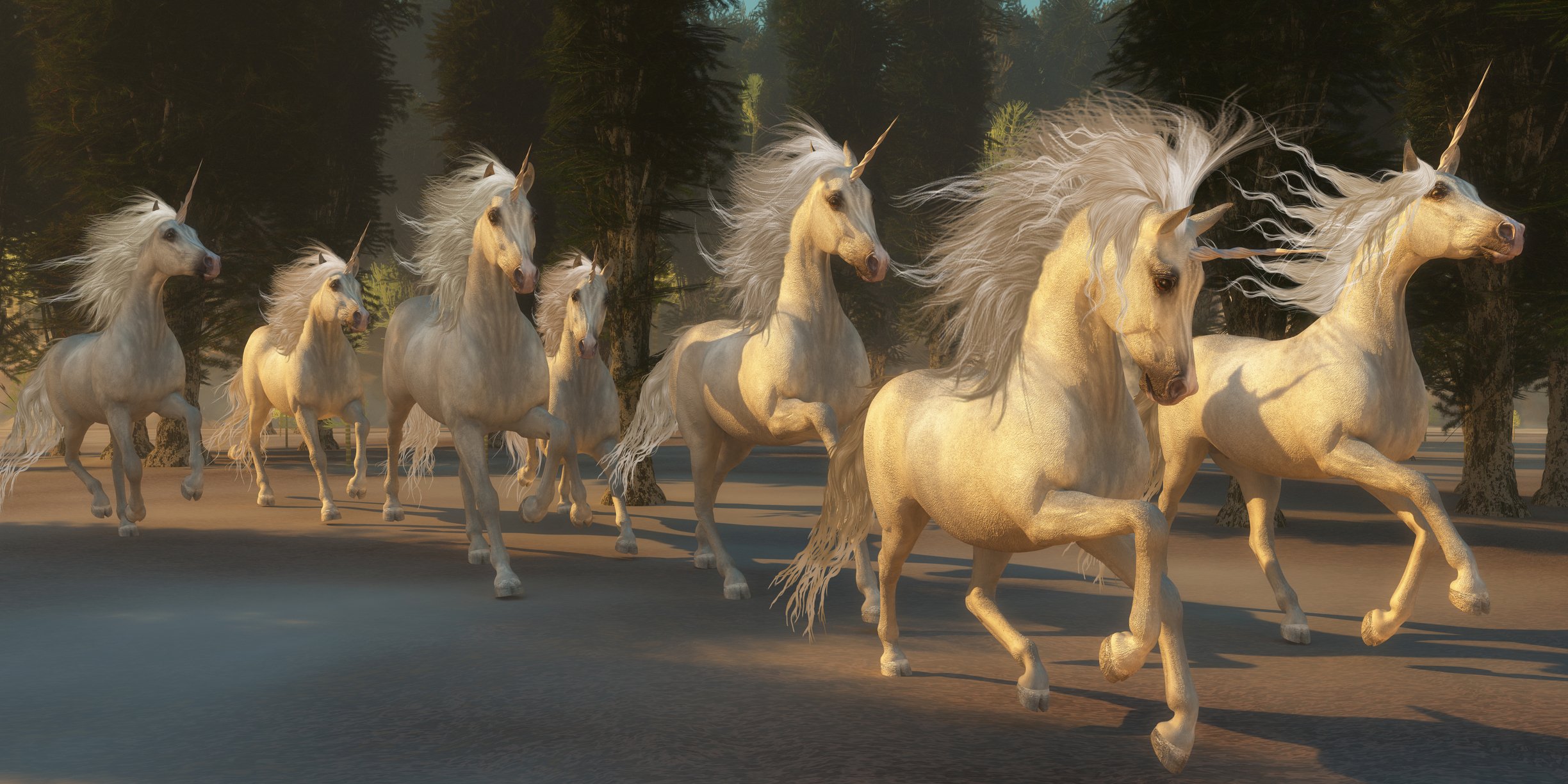 Galloping herd of unicorns