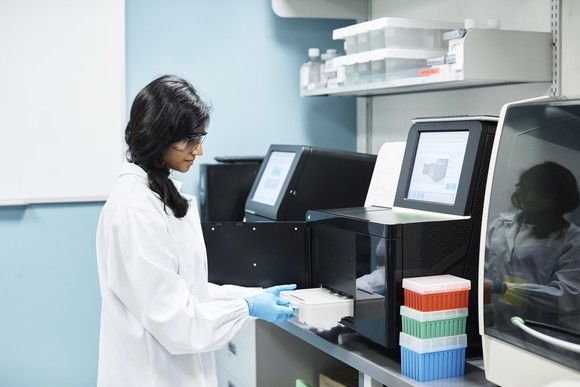 A researcher working in a lab.
