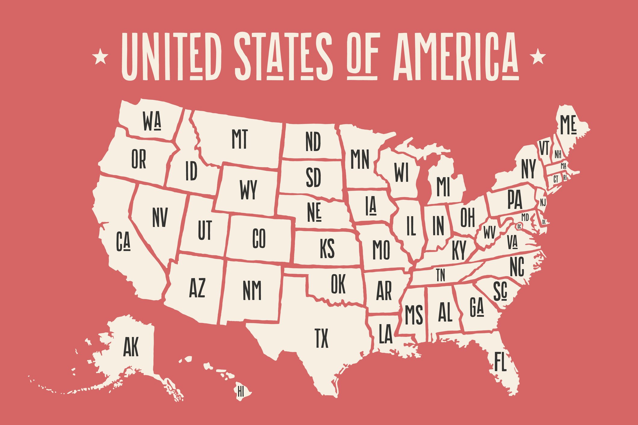 Map of United States.