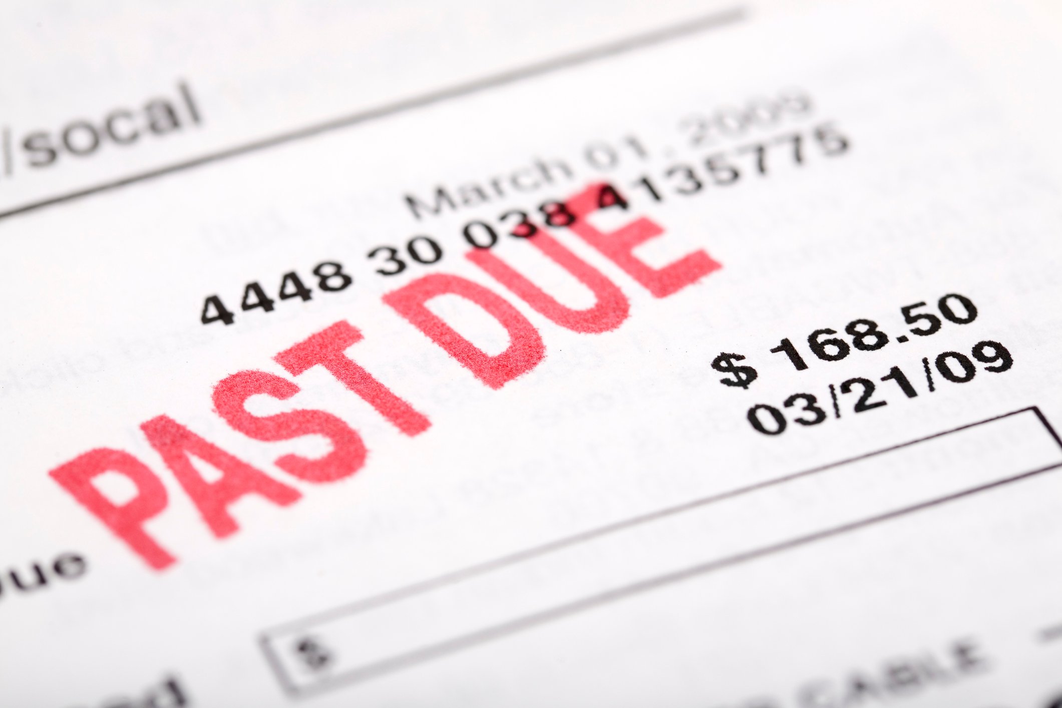 A bill stamped "past due."