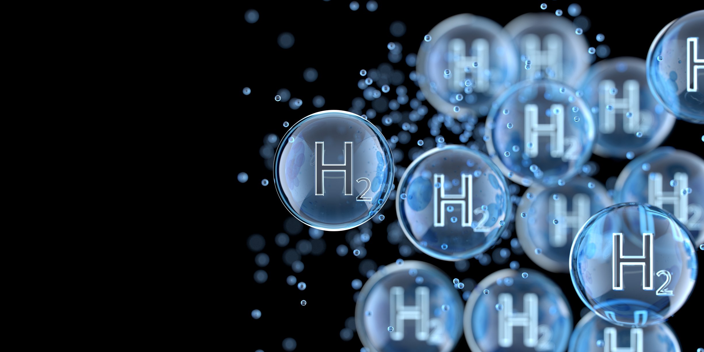 The chemical symbol for hydrogen in bubbles.
