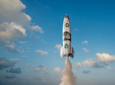 A dollar-bill rocket ship.