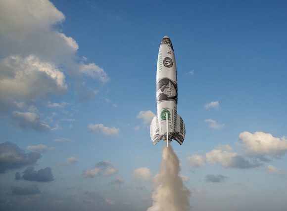 A dollar-bill rocket ship.