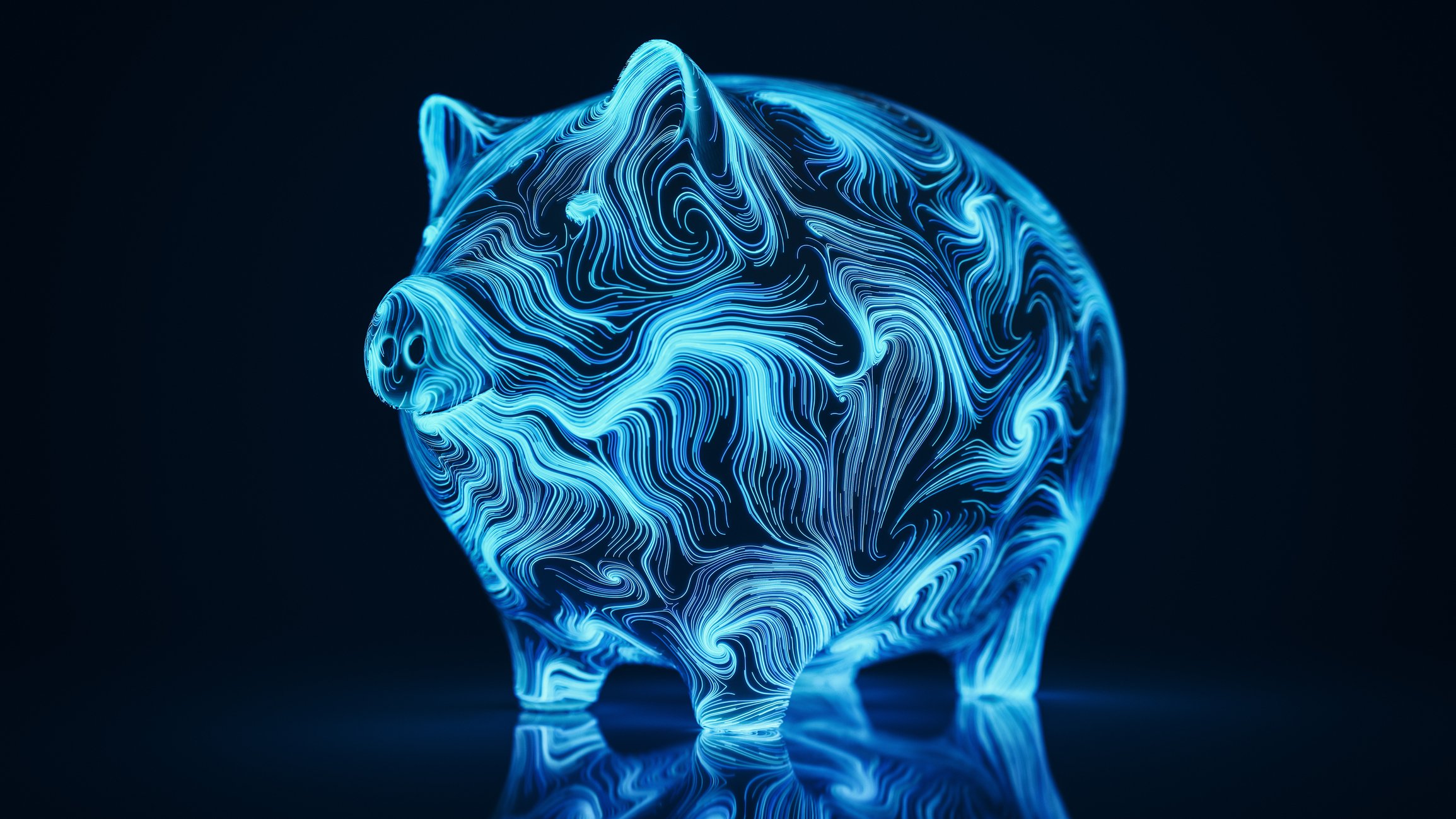 Blue digital piggy bank