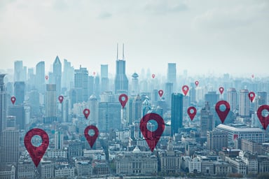 China shanghai skyline map