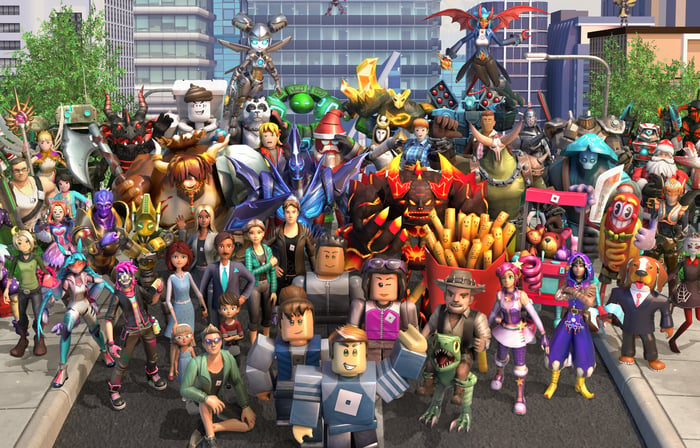 Roblox's lineup of avatars.