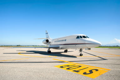 A private plane on a runway.