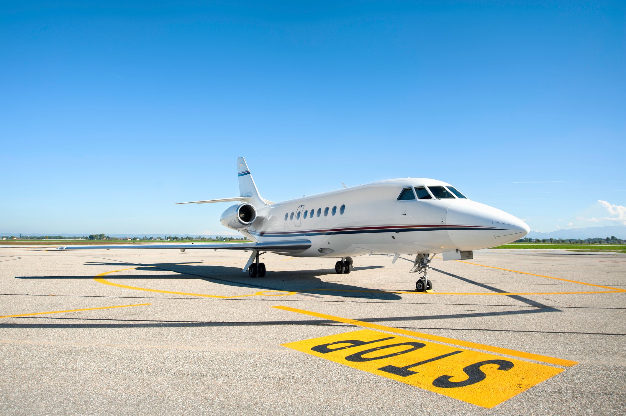 A private plane on a runway.