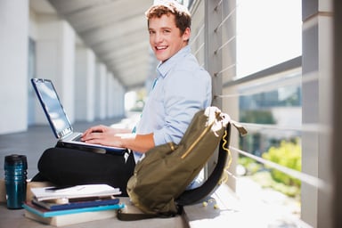 college student on computer