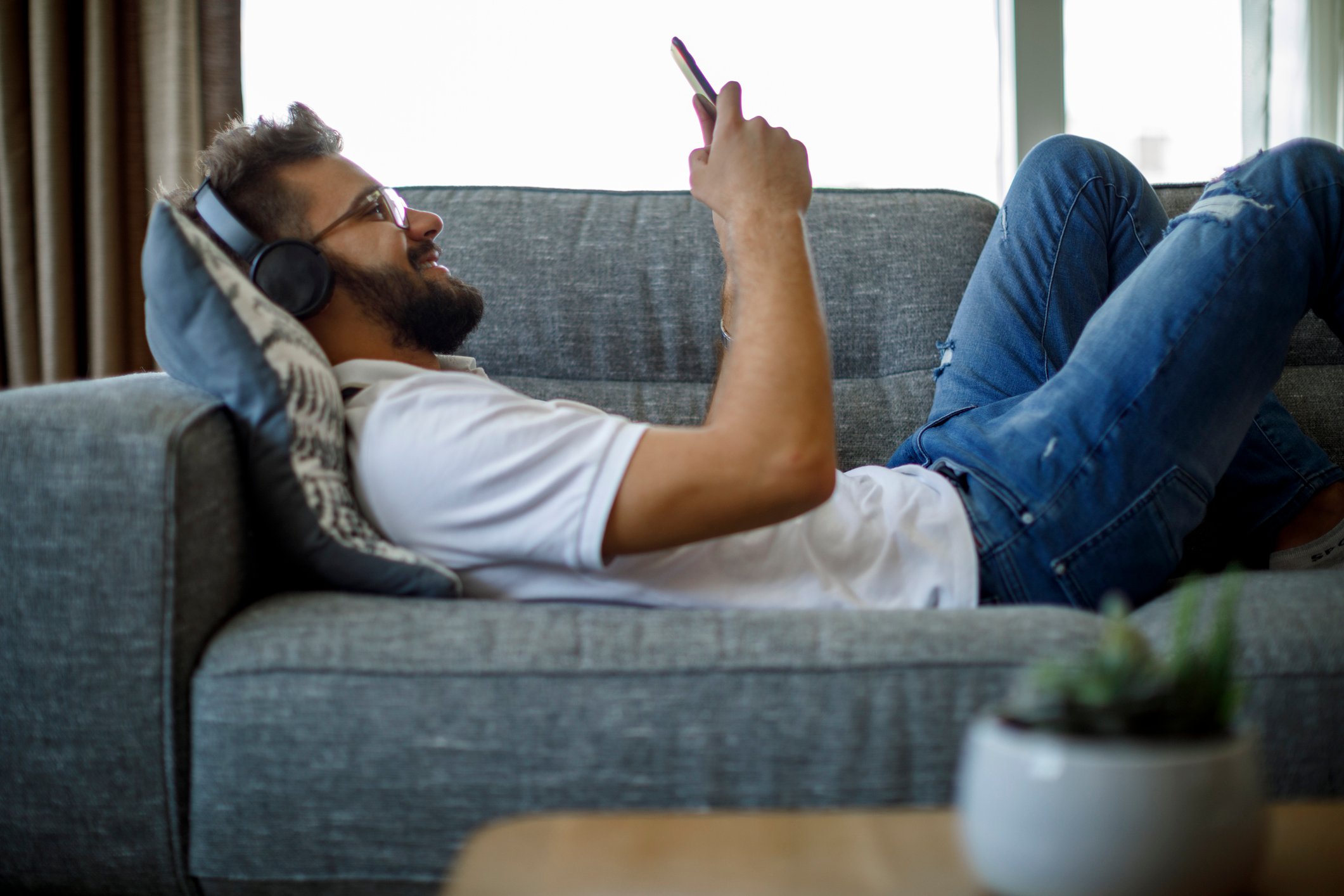 young man using smartphone