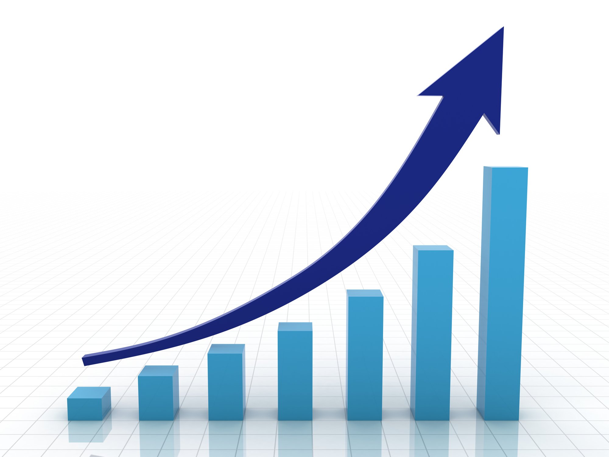 rising bar chart with arrow