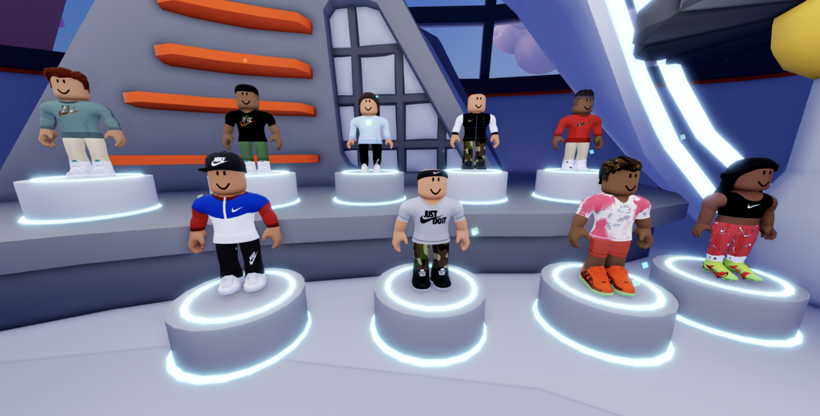 Nikeland avatars on display.