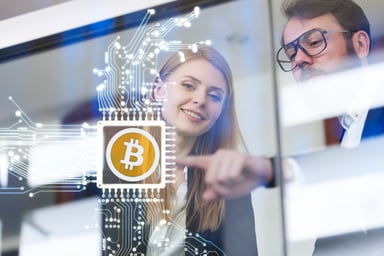 Bitcoin - 2 people touching circuit image
