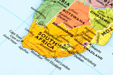 A map of South Africa.
