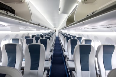 Empty seats in an airliner
