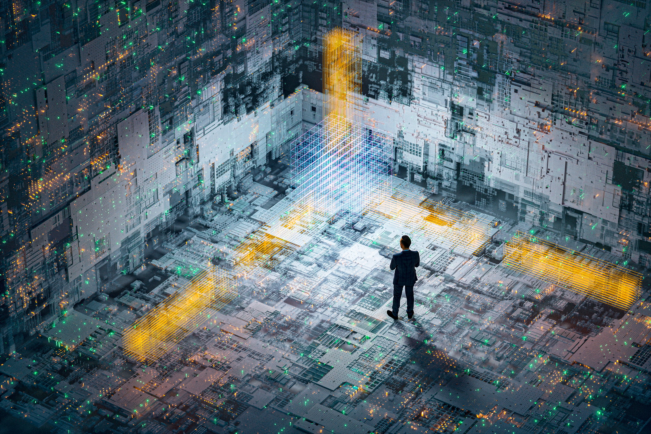 A person inside of a computer world.