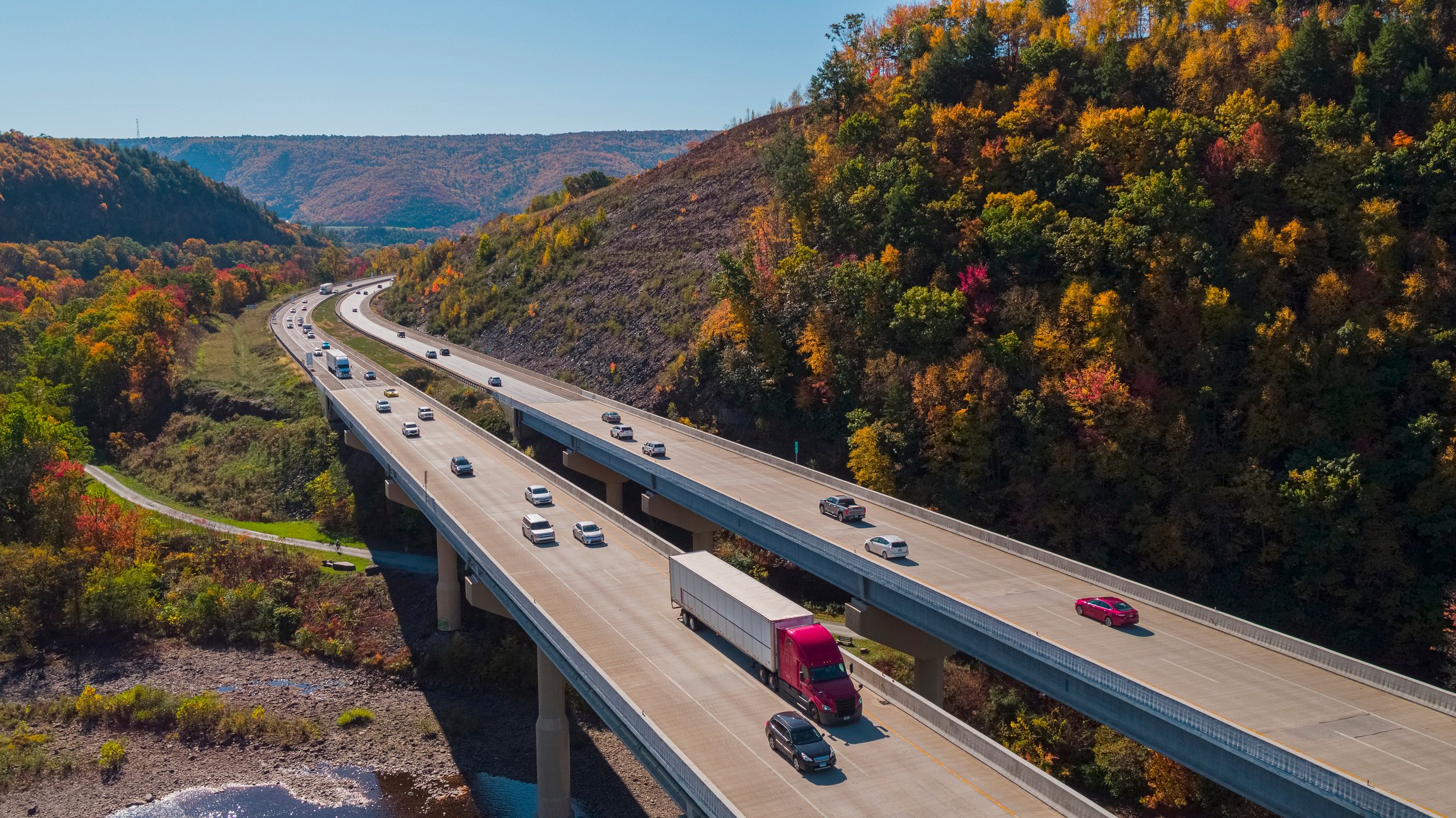 Cars on a bridge