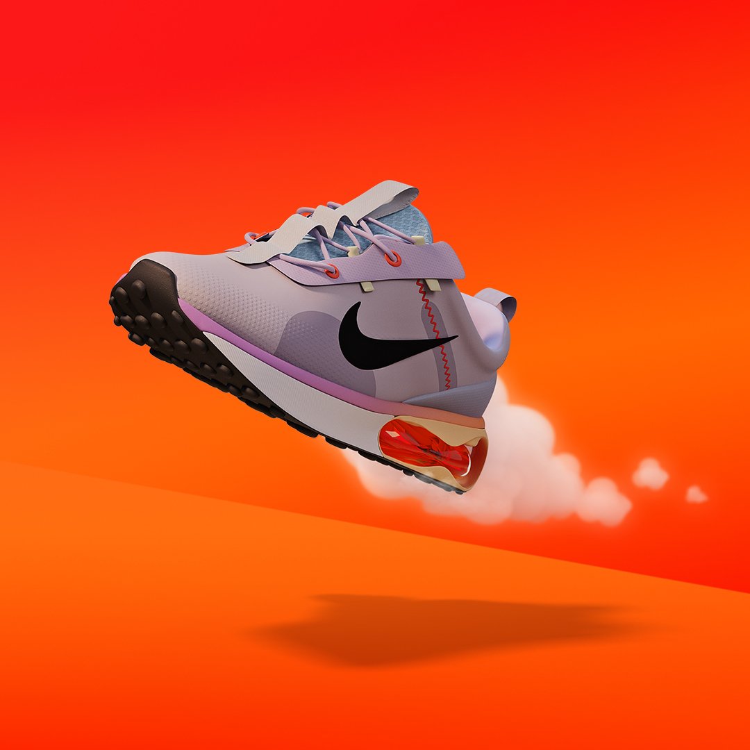 A virtual sneaker with the Nike logo displayed on the side.