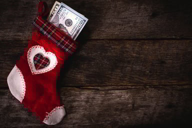 A stocking that's filled with cash