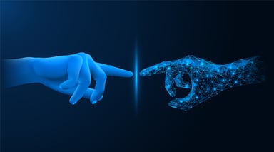 artificial intelligence - ai - hands touching