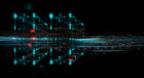 A digital depiction of blockchain technology. 