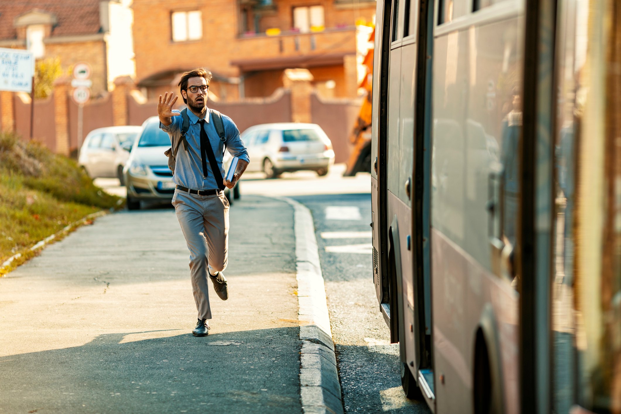 running after bus