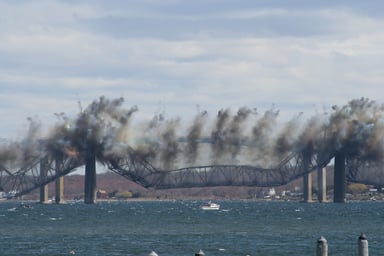 Bridge being demolished.