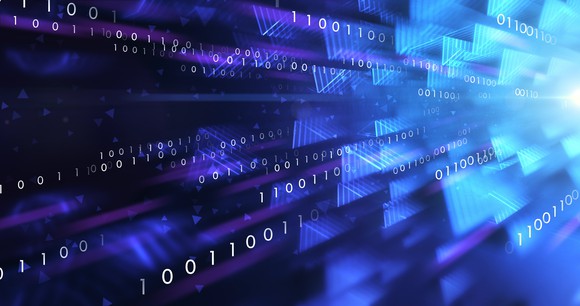 Zeros and ones on a screen.