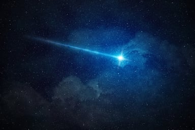 Falling star in a black sky