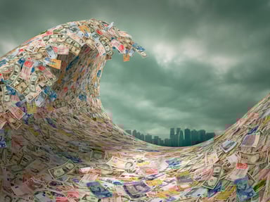 ocean of money tidal wave great wave hokusai